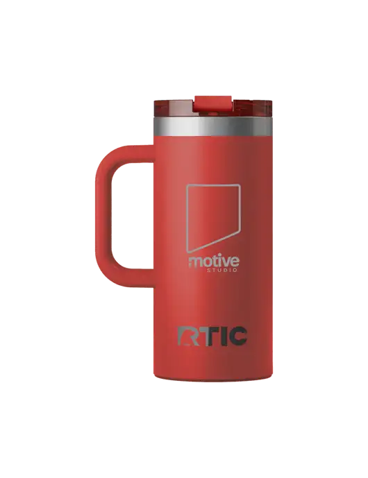 RTIC Road Trip 16 oz Red Travel Mug w/Motive Studio Logo
