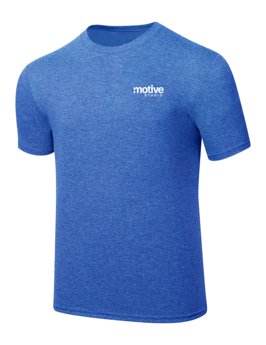 Simply Soft Royal Frost 4.5oz  Poly/Combed Ring Spun Cotton T-Shirt w/Motive Studio Logo