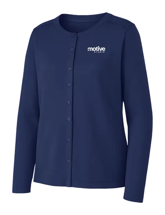 Dress Blue Navy Womens Concept Stretch Button-Front Cardigan Sweater w/Motive Studio Logo
