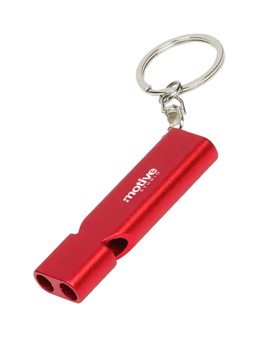Quick Alert Red Safety Whistle w/Motive Studio Logo