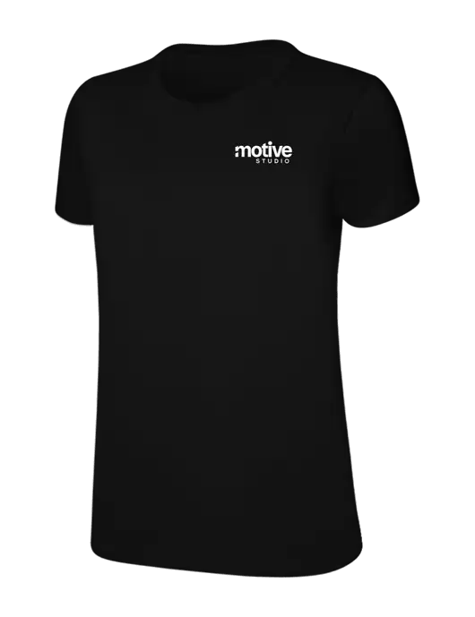 Womens Ring Spun Jet Black 4.5 oz T-Shirt w/Motive Studio Logo
