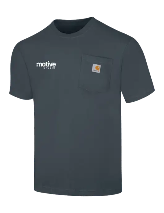Carhartt Workwear Dark Slate Blue Pocket Short Sleeve T-Shirt w/Motive Studio Logo